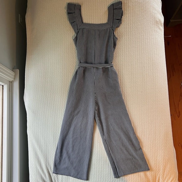 Monteau Pants - Monteau LA Striped Ruffle Jumpsuit